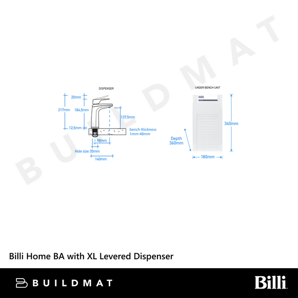 Billi Home BA with XL Levered Dispenser Gunmetal Grey