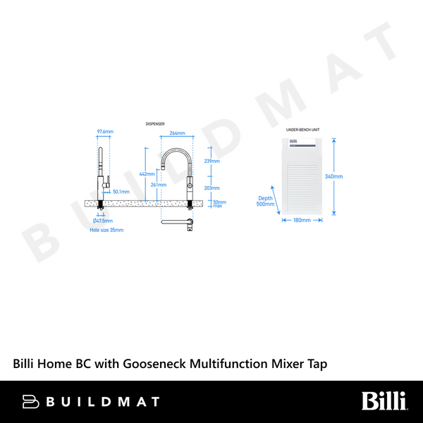 Billi Home BC with Gooseneck Multifunction Mixer Tap Urban Brass