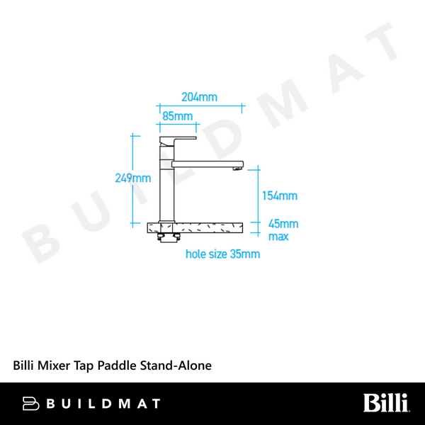 Billi Mixer Tap Paddle Stand-Alone Matte White