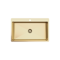 Alma Brittany 810x500 XLarge Single Bowl Tap Landing Sink Brushed Brass Gold