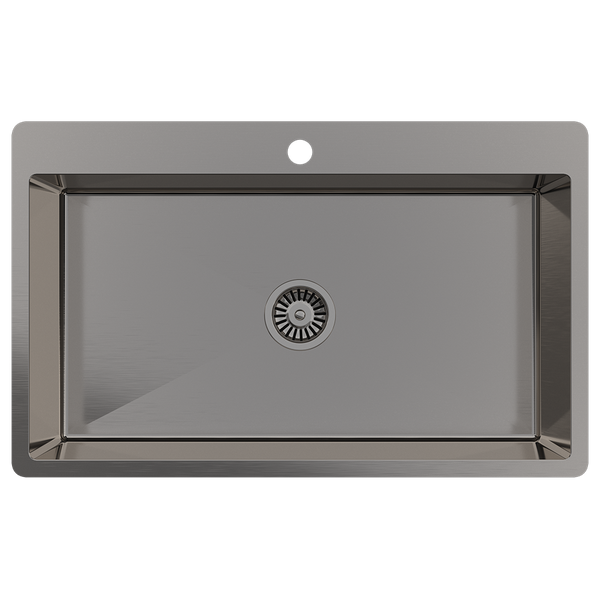 Alma Brittany 810x500 XLarge Single Bowl Tap Landing Sink Brushed Gunmetal