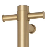 Straight Round Vertical Single Heated Towel Rail Brushed Brass Gold