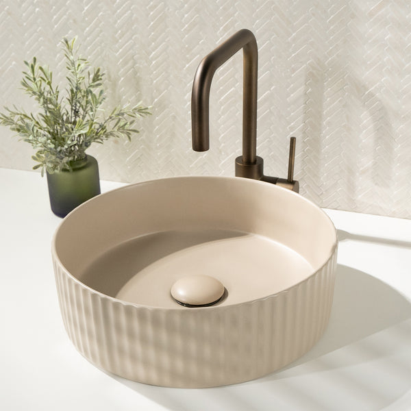 Alma Camilla Fluted Matte Ecru Sand Basin