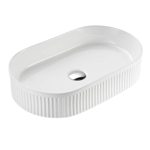 Keva Carrie Gloss White Fluted Ultra Slim Pill Basin