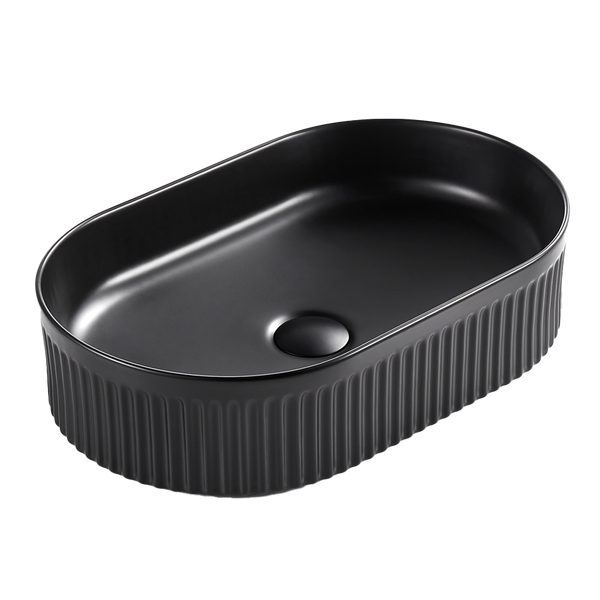 Keva Carrie Matte Black Fluted Ultra Slim Pill Basin