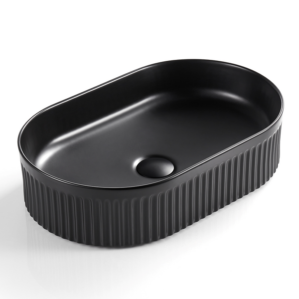 Keva Carrie Matte Black Fluted Ultra Slim Pill Basin