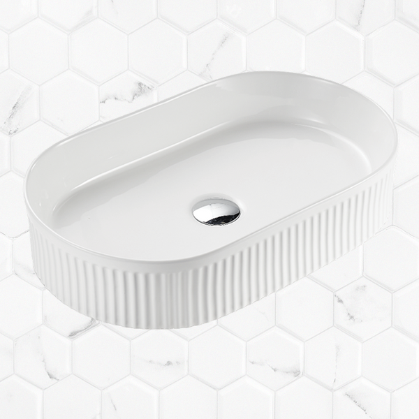 Keva Carrie Matte White Fluted Ultra Slim Pill Basin