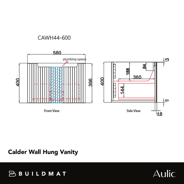 Aulic Calder 600mm Wall Hung Vanity