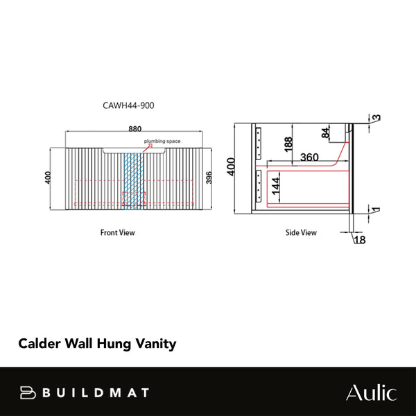 Aulic Calder 900mm Wall Hung Vanity