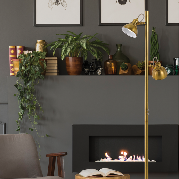 Telbix Carson Floor Lamp Antique Brass