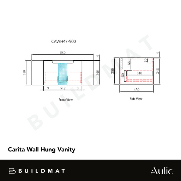 Aulic Carita 900mm Wall Hung Vanity