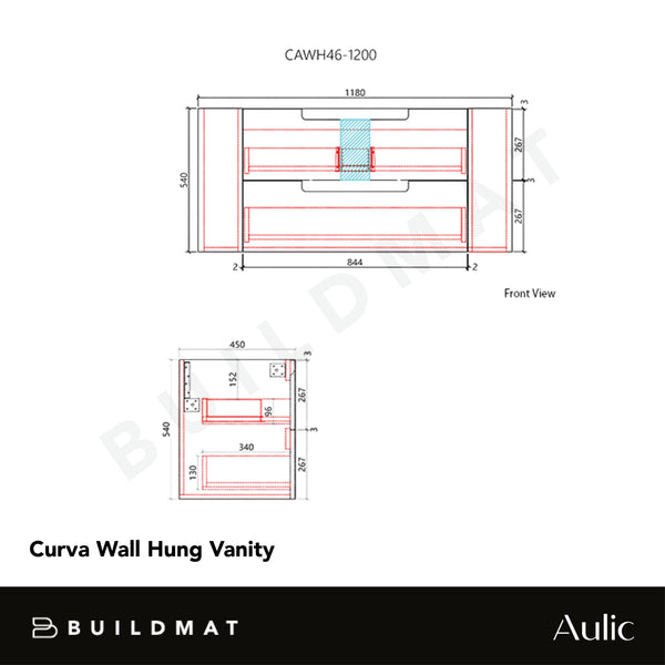 Aulic Curva 1200mm Fluted Wall Hung Vanity