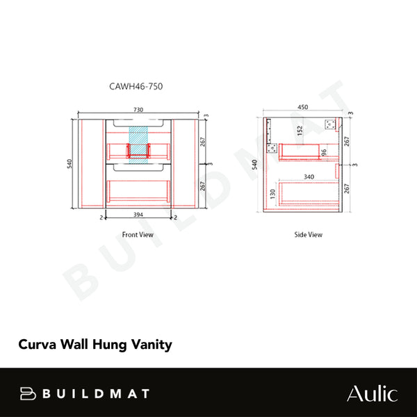 Aulic Curva 750mm Fluted Wall Hung Vanity