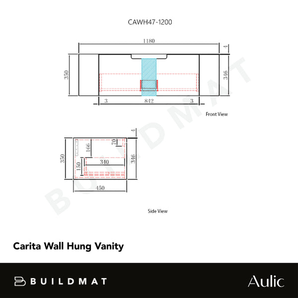 Aulic Carita 1200mm Wall Hung Vanity