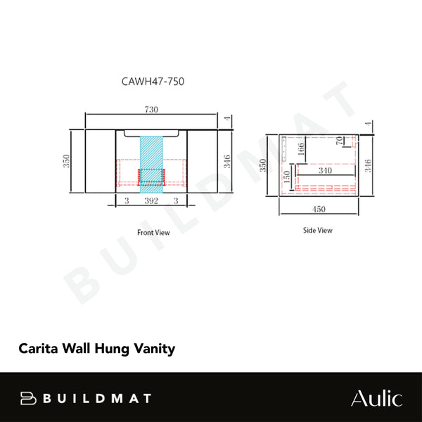 Aulic Carita 750mm Wall Hung Vanity