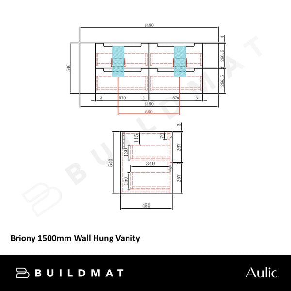 Aulic Briony 1500mm Wall Hung Vanity