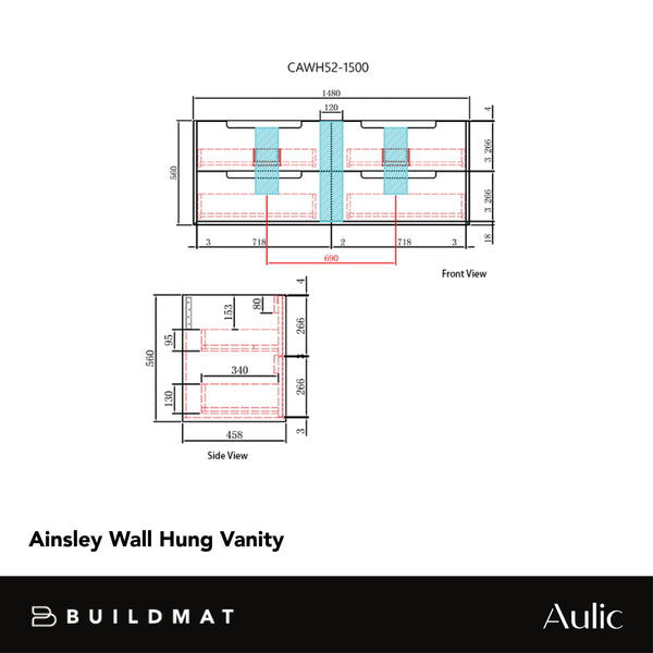Aulic Ainsley Wall Hung 1500mm