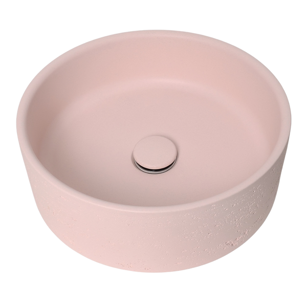 Alma Amos Circle Rustic Concrete Basin Champagne Pink