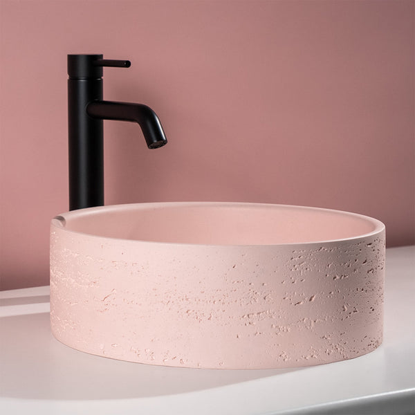 Alma Amos Circle Rustic Concrete Basin Champagne Pink