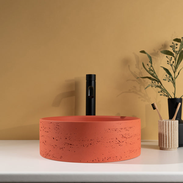 Alma Amos Circle Rustic Concrete Basin Terracotta