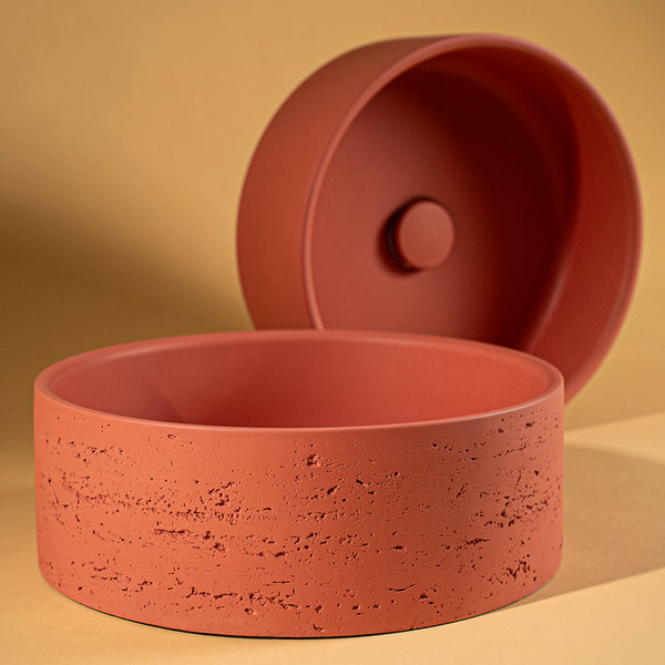 Alma Amos Circle Rustic Concrete Basin Terracotta