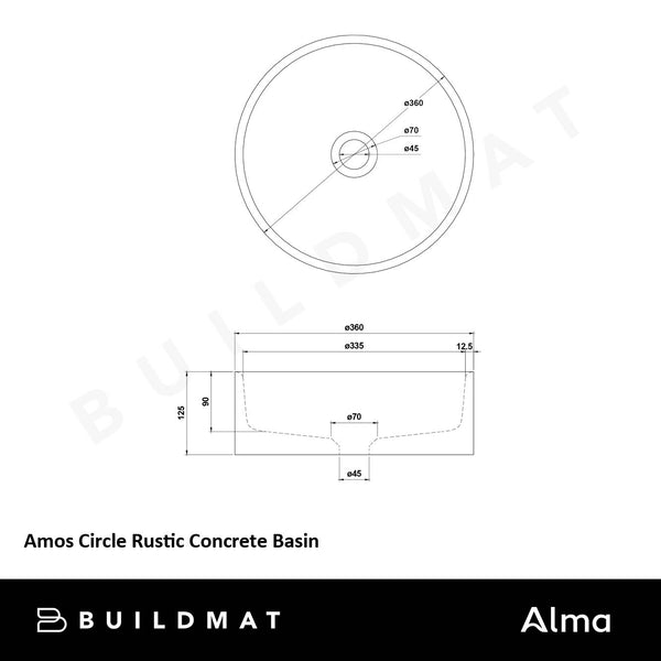 Alma Amos Circle Rustic Concrete Basin Terracotta