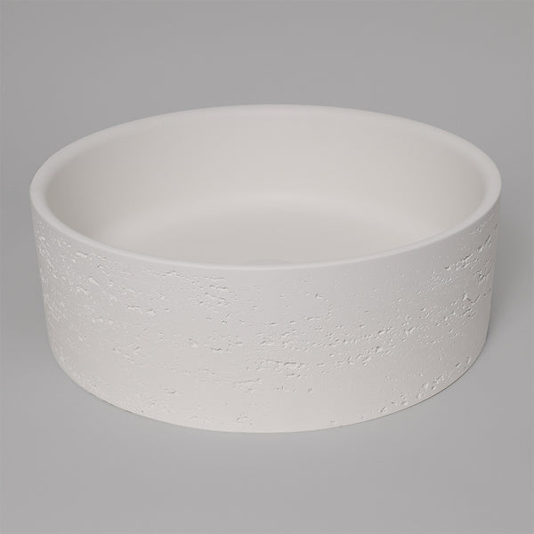Alma Amos Circle Rustic Concrete Basin Sea Salt White