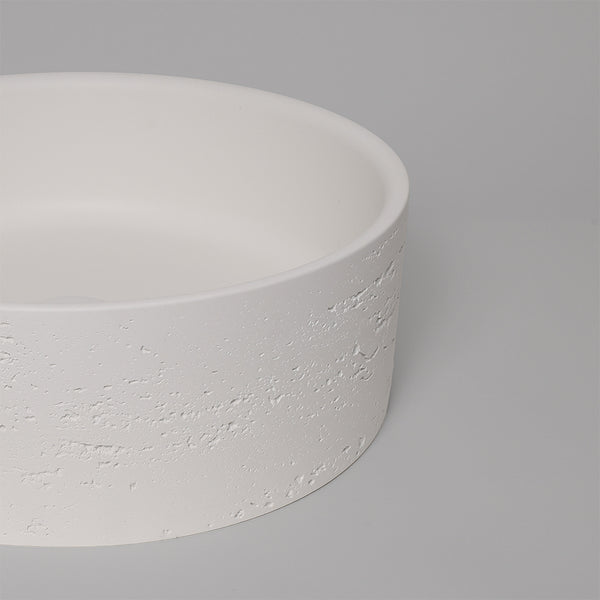 Alma Amos Circle Rustic Concrete Basin Sea Salt White