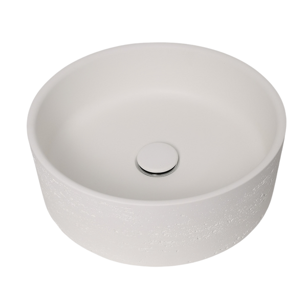 Alma Amos Circle Rustic Concrete Basin Arctic White