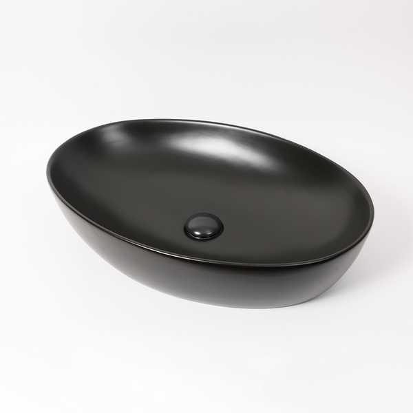 Alma Caleo Matte Black 610mm Ceramic Basin