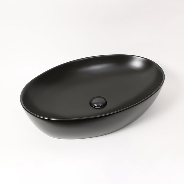 Alma Caleo Matte Black 610mm Ceramic Basin