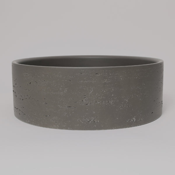 Alma Amos Circle Rustic Concrete Basin Meteor Grey