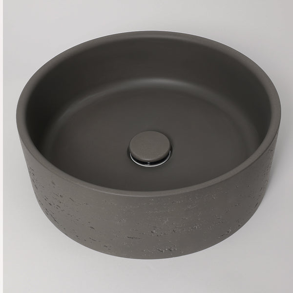 Alma Amos Circle Rustic Concrete Basin Meteor Grey