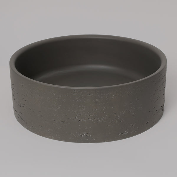 Alma Amos Circle Rustic Concrete Basin Meteor Grey