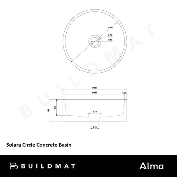 Alma Solara Circle Concrete Basin Meteor Grey