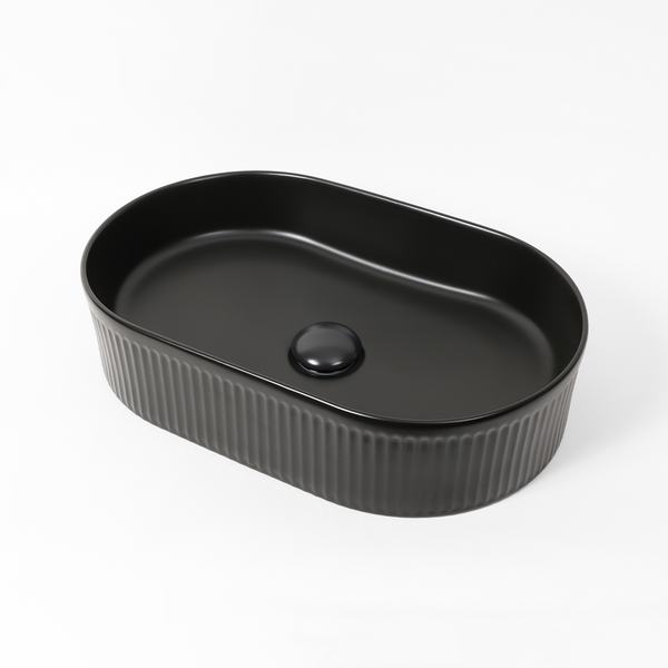 Alma Vela Matte Black 500mm Ceramic Basin