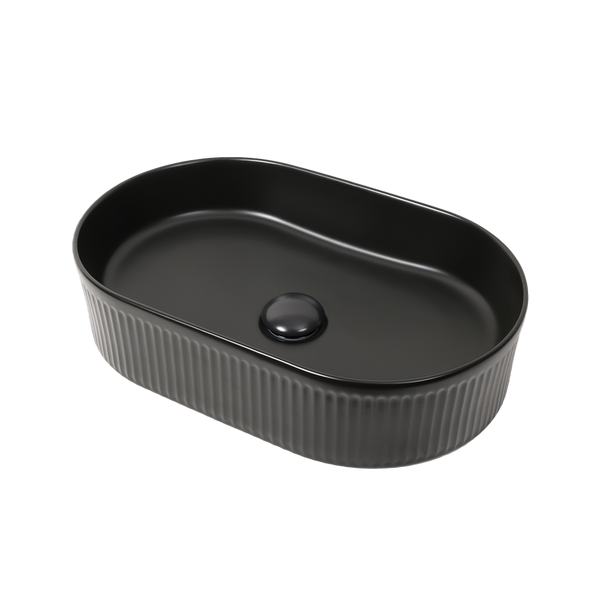 Alma Vela Matte Black 500mm Ceramic Basin