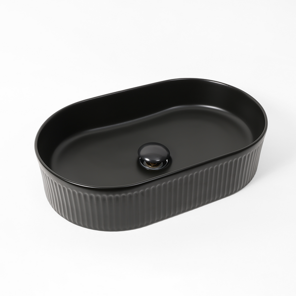 Alma Vela Matte Black 500mm Ceramic Basin