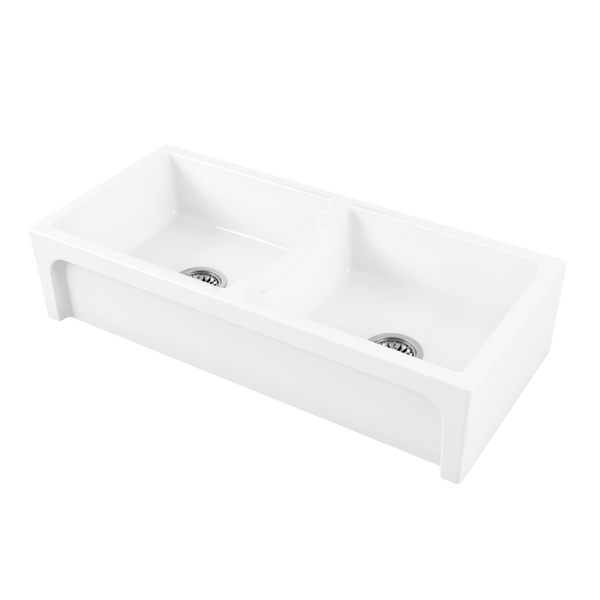 Chambord Charles Large Double Bowl Fireclay White