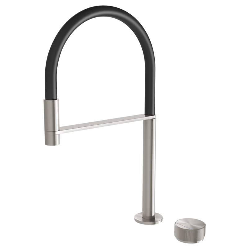 Axia Brushed Nickel Hob Sink Mixer Set Flexible Hose 230mm