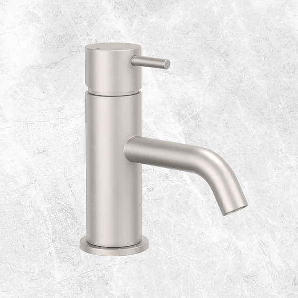 Caroma Round Pin Basin Mixer Brushed Nickel Lead Free