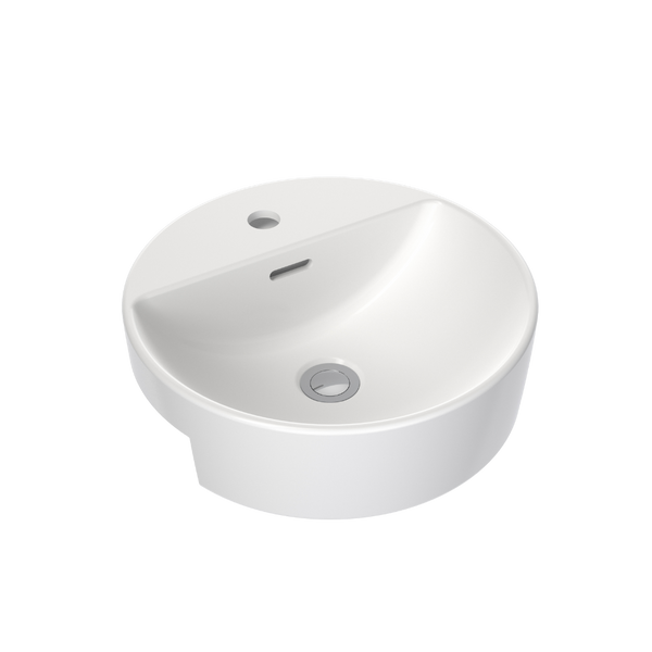 Caroma Round Semi Recessed Basin 400mm (1 Tap Hole) White