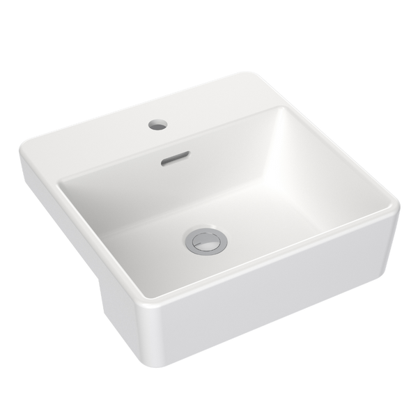 Caroma Square Semi Recessed Basin 400mm (1 Tap Hole) White