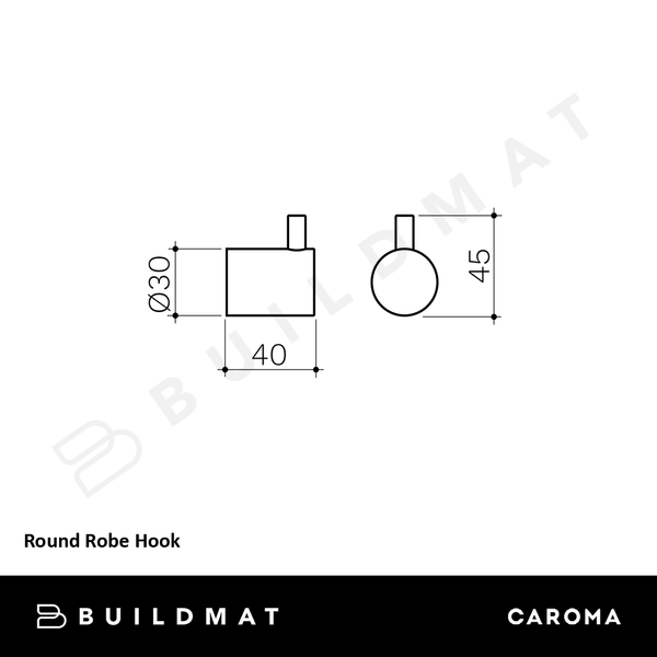 Caroma Round Robe Hook Brushed Nickel