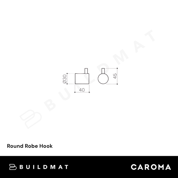 Caroma Round Robe Hook Matte Black
