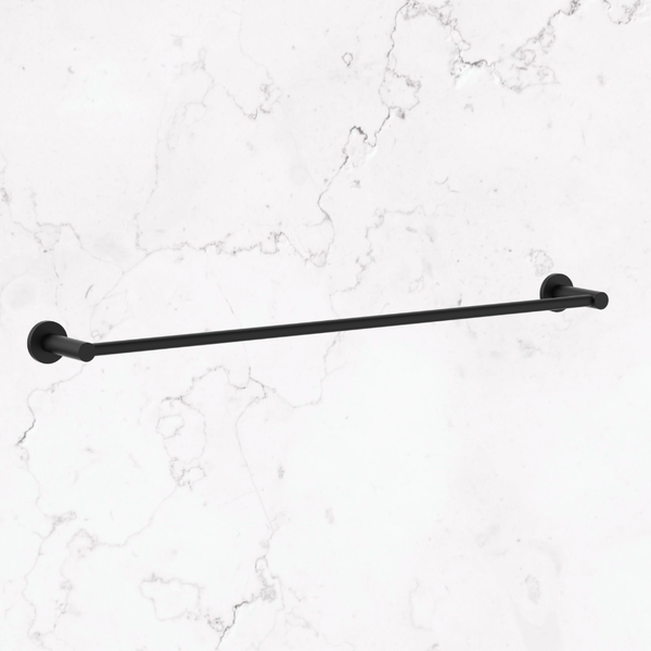 Caroma Round Single Towel Rail 600mm Matte Black