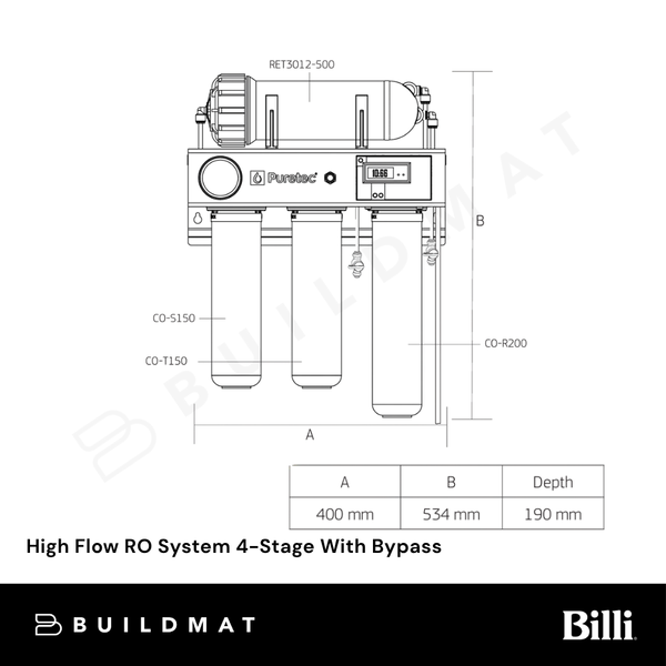 Puretec High Flow RO System 4-Stage With Bypass