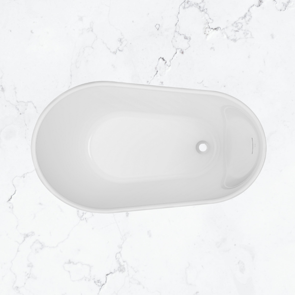 Decina Cosmo 1300 Freestanding Bath with Integrated Overflow Gloss White