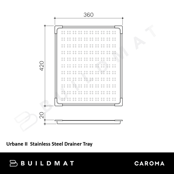 Caroma Urbane II  Stainless Steel Drainer Tray Gunmetal
