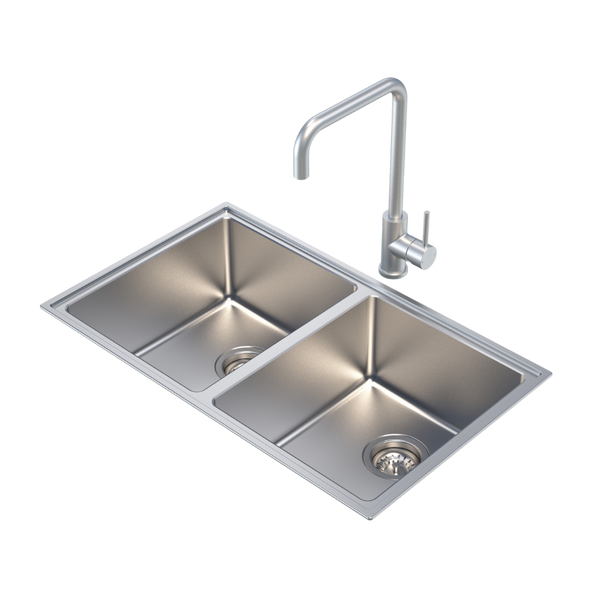 Caroma Compass Alfresco Double Bowl Sink Stainless Steel